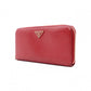 PRADA Saffiano Long Wallet, Leather, Red, Triangle Logo, Red with Gold Hardware