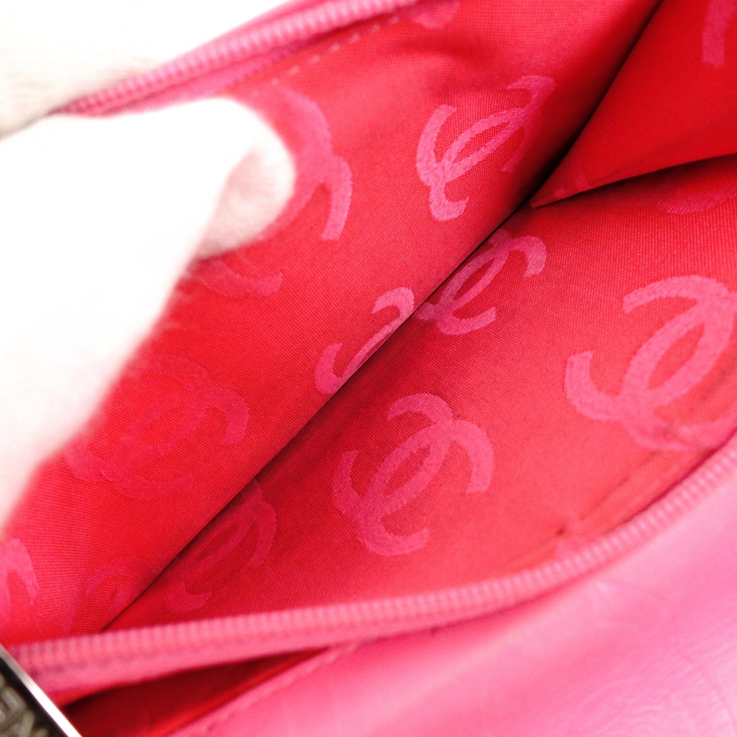 CHANEL Lambskin Cambon Line Long Wallet, Leather, Black and Pink, CC Logo