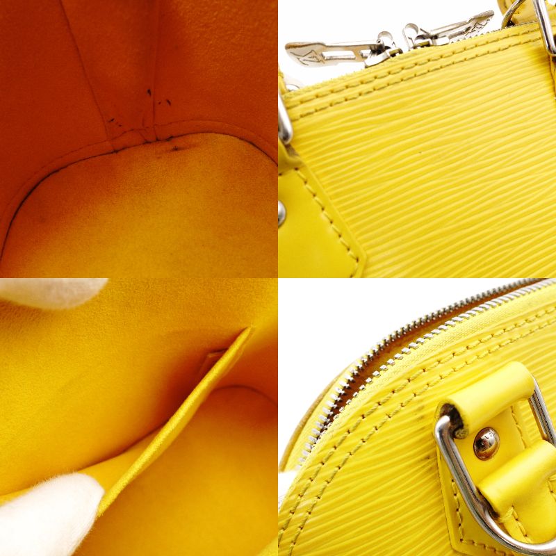 LOUIS VUITTON Epi Alma BB Handbag 2-Way Yellow Leather Crossbody Silver Hardware R81170