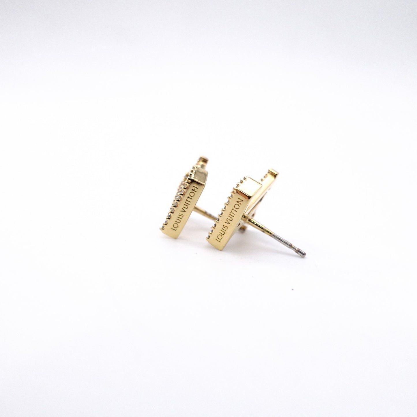 LOUIS VUITTON LV Iconic Strass Earrings, Metal/Rhinestone, Gold