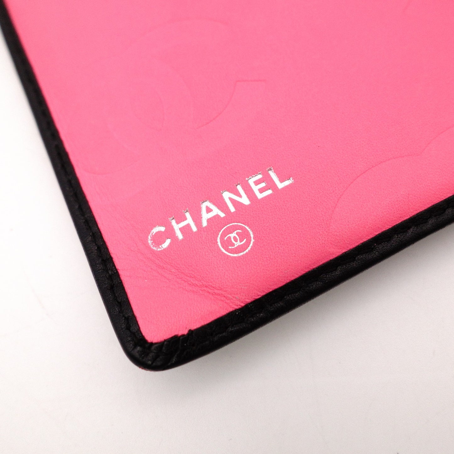 CHANEL Lambskin Cambon Line Long Wallet, Leather, Black and Pink, CC Logo