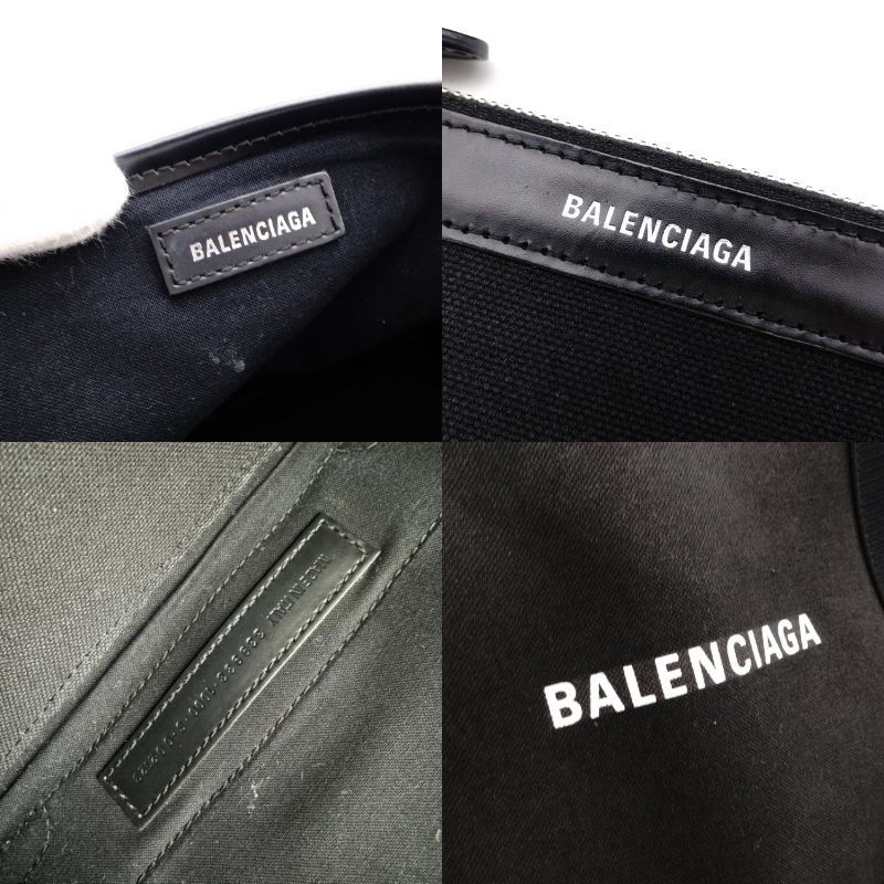 Balenciaga Navy Cabas S Size Black Canvas Black with Pouch Handbag 7-11-791