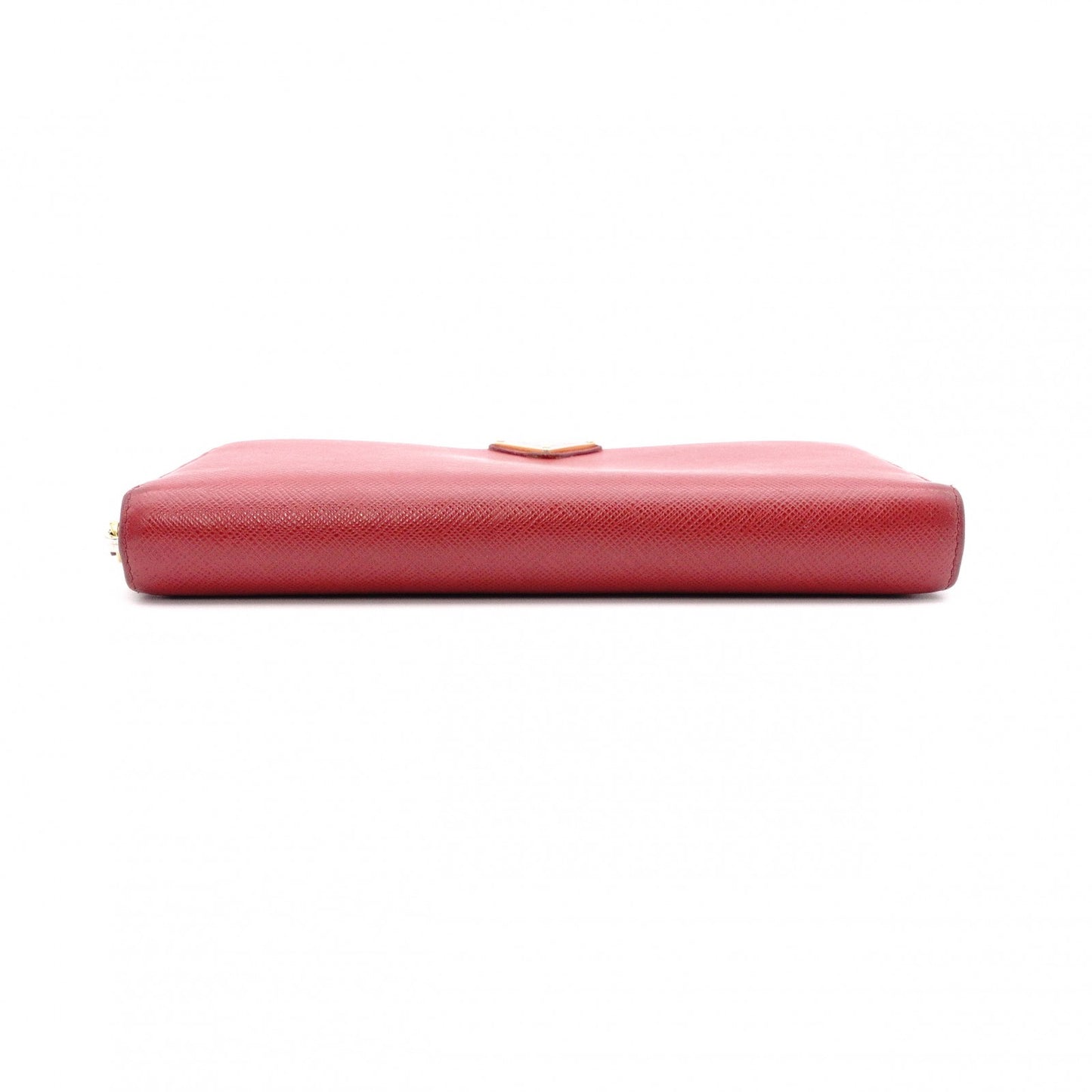 PRADA Saffiano Long Wallet, Leather, Red, Triangle Logo, Red with Gold Hardware