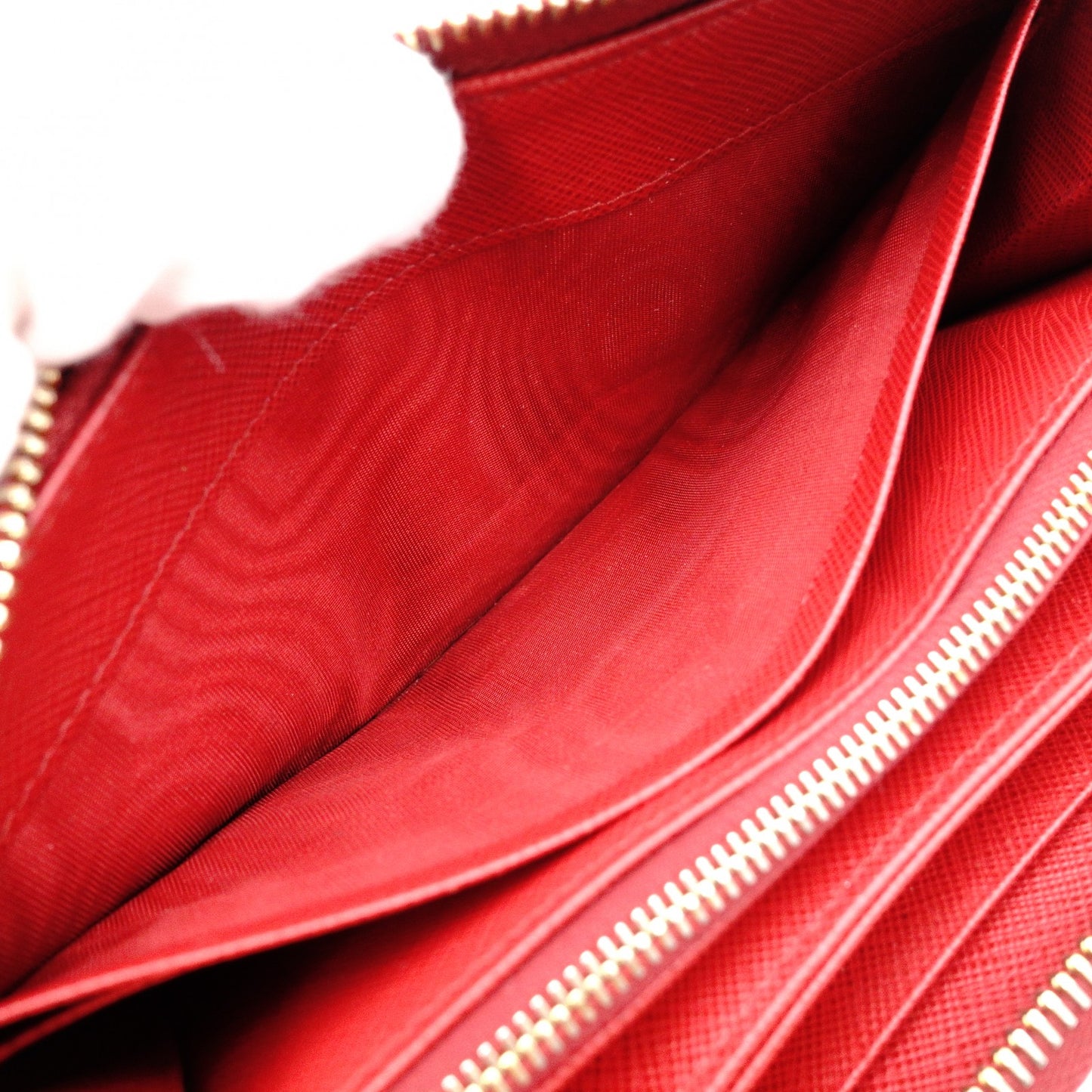 PRADA Saffiano Long Wallet, Leather, Red, Triangle Logo, Red with Gold Hardware