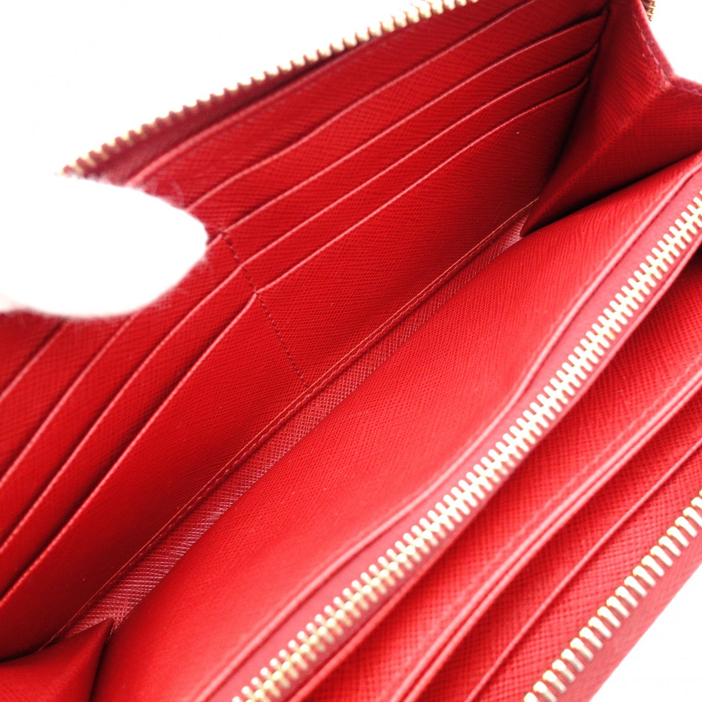 PRADA Saffiano Long Wallet, Leather, Red, Triangle Logo, Red with Gold Hardware