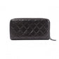 CHANEL Lambskin Matelassé Round Zippy Long Wallet, Leather, Black, Gunmetal, CC Logo, Coco Logo