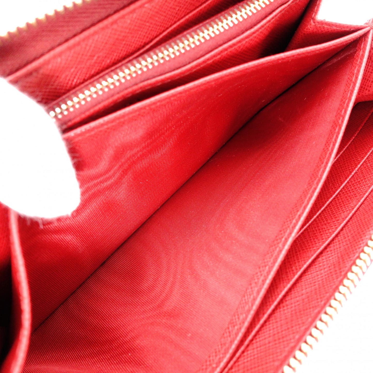 PRADA Saffiano Long Wallet, Leather, Red, Triangle Logo, Red with Gold Hardware