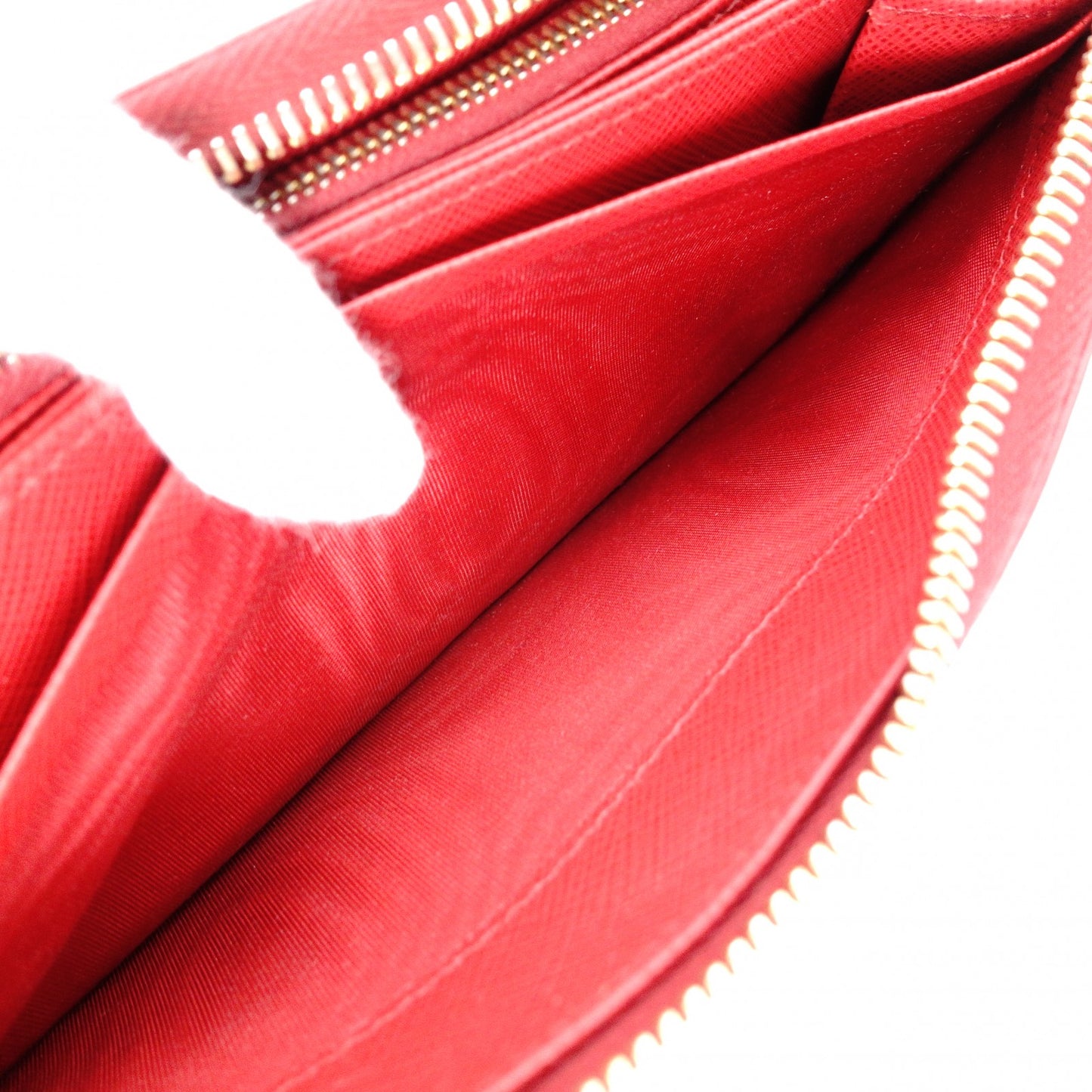 PRADA Saffiano Long Wallet, Leather, Red, Triangle Logo, Red with Gold Hardware