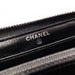 CHANEL Lambskin Matelassé Round Zippy Long Wallet, Leather, Black, Gunmetal, CC Logo, Coco Logo