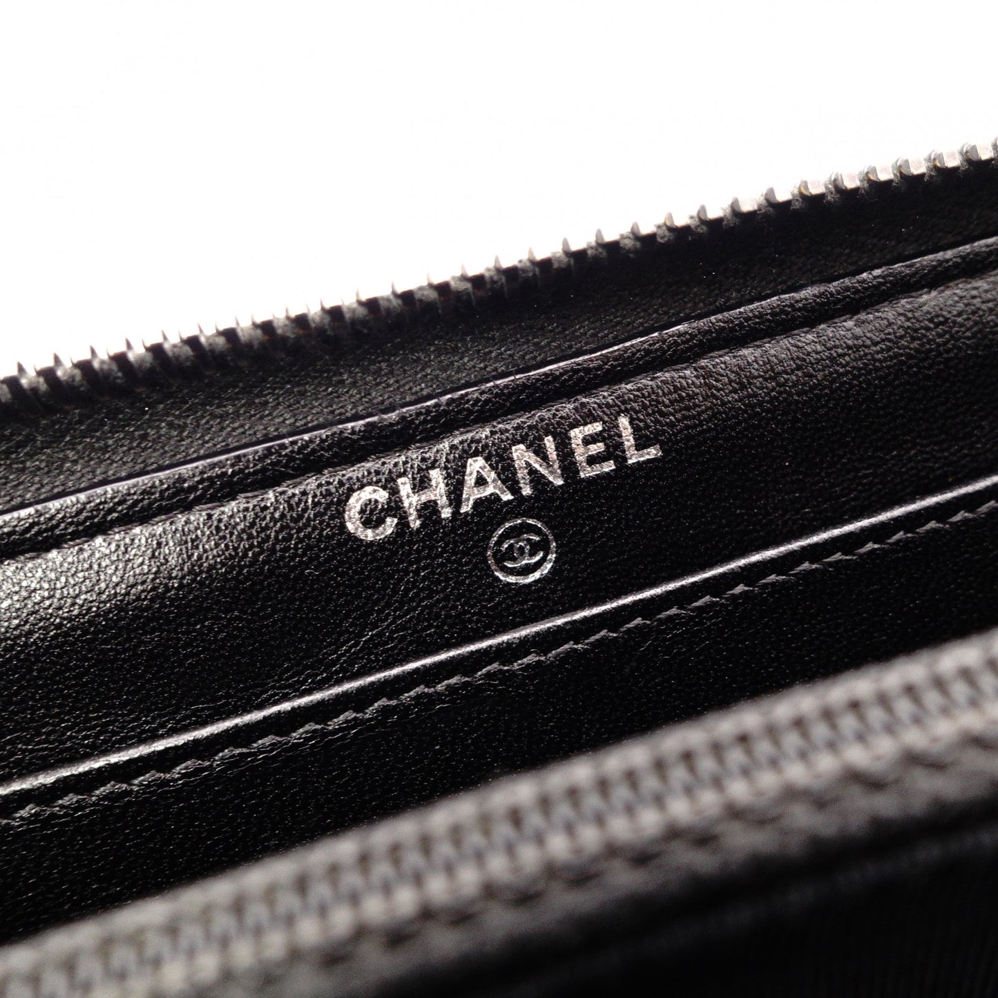 CHANEL Lambskin Matelassé Round Zippy Long Wallet, Leather, Black, Gunmetal, CC Logo, Coco Logo