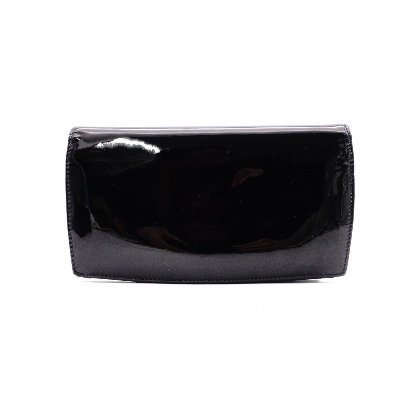 CHANEL Coco Logo Long Wallet, Patent Leather, Black, CC Logo