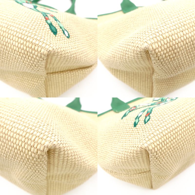 Longchamp Le Pliage Handbag Straw Beige x Green 2-Way Crossbody Basket Bag R801054