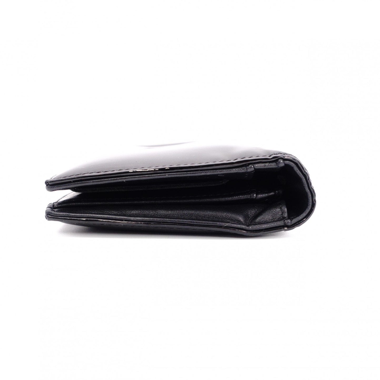 CHANEL Coco Logo Long Wallet, Patent Leather, Black, CC Logo
