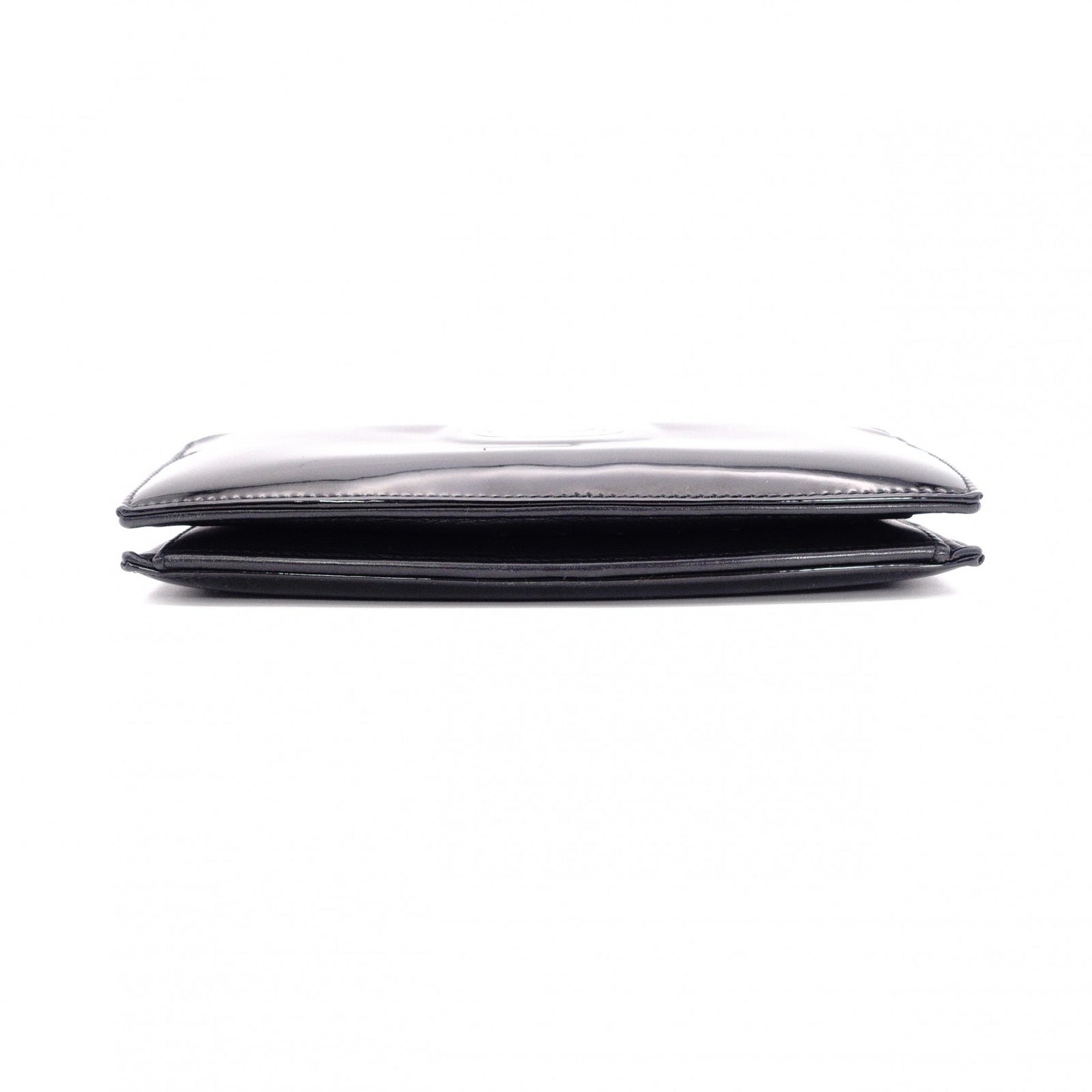 CHANEL Coco Logo Long Wallet, Patent Leather, Black, CC Logo