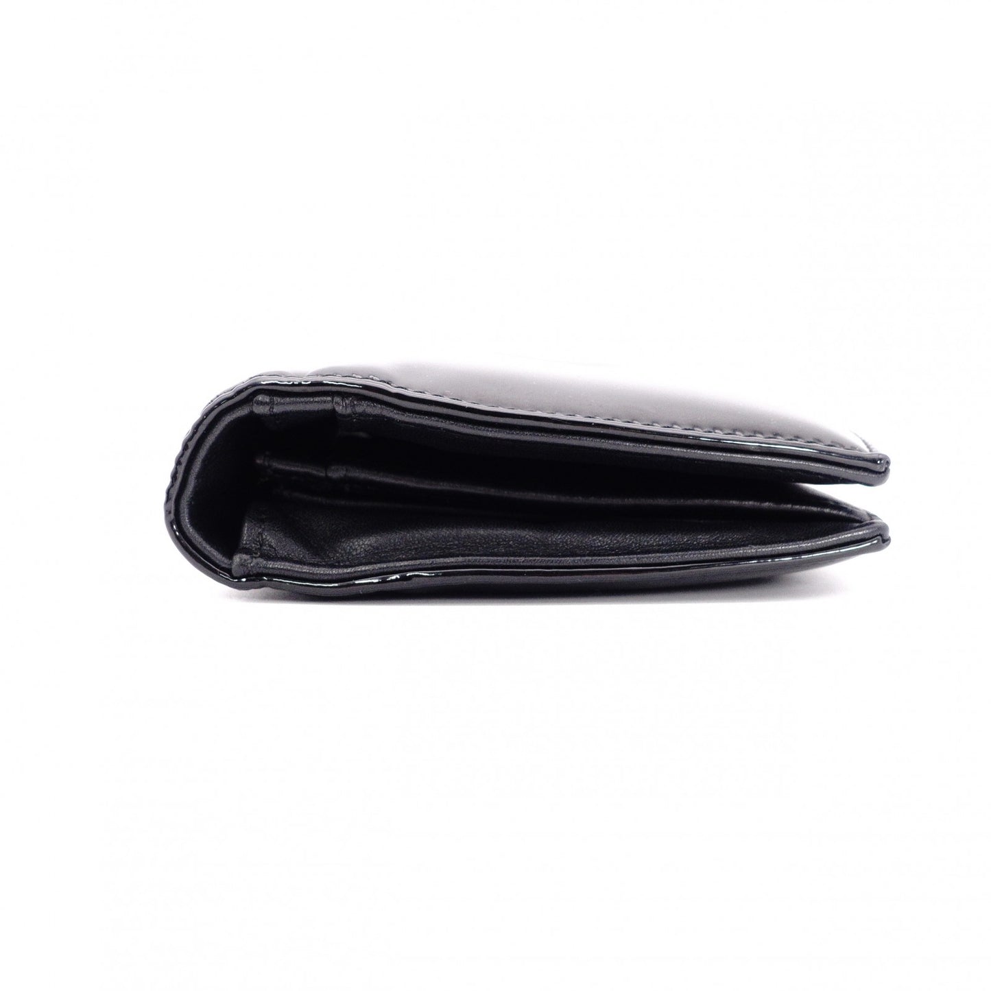 CHANEL Coco Logo Long Wallet, Patent Leather, Black, CC Logo
