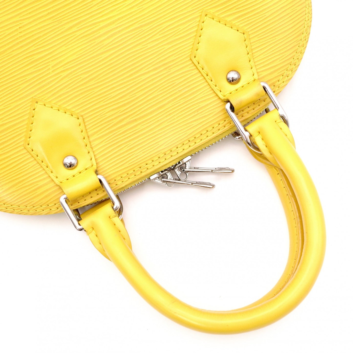 LOUIS VUITTON Alma BB Epi Handbag, Leather, Yellow, 2-Way