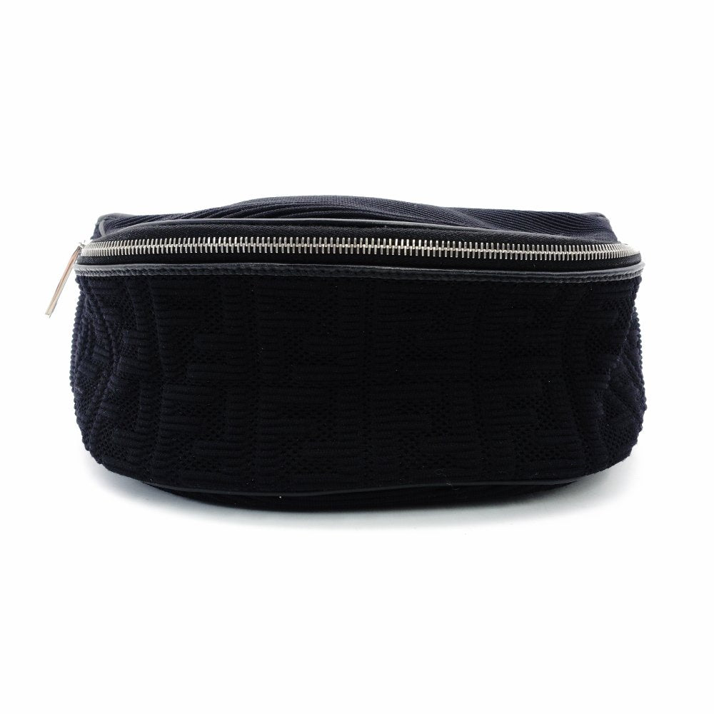 FENDI Zucca Embossed Body Bag Black Waist Bag Black Canvas Silver Hardware FF Logo Men's 7-12-846