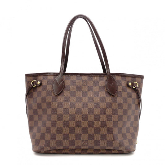 LOUIS VUITTON Neverfull PM Damier Ébène Tote Bag / PVC / Leather / Brown