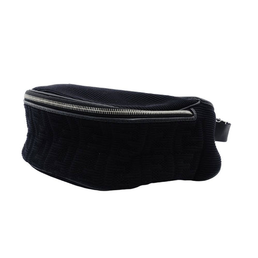 FENDI Zucca Embossed Body Bag Black Waist Bag Black Canvas Silver Hardware FF Logo Men's 7-12-846