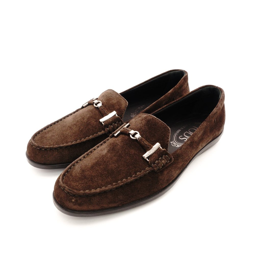 TOD'S Loafer Slip-On Size 36 Suede Brown Approximately 9.1" Flat Shoes Women's R801463