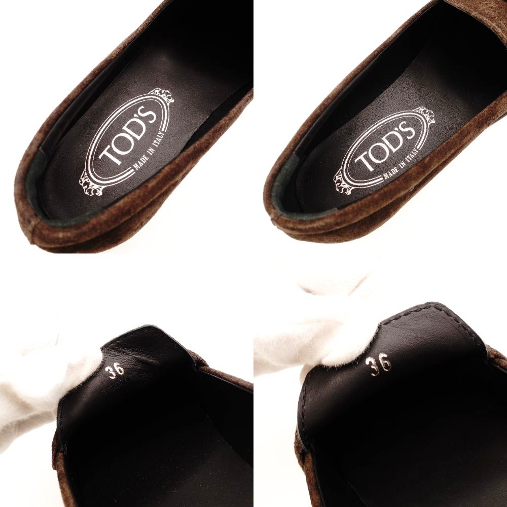 TOD'S Loafer Slip-On Size 36 Suede Brown Approximately 9.1" Flat Shoes Women's R801463