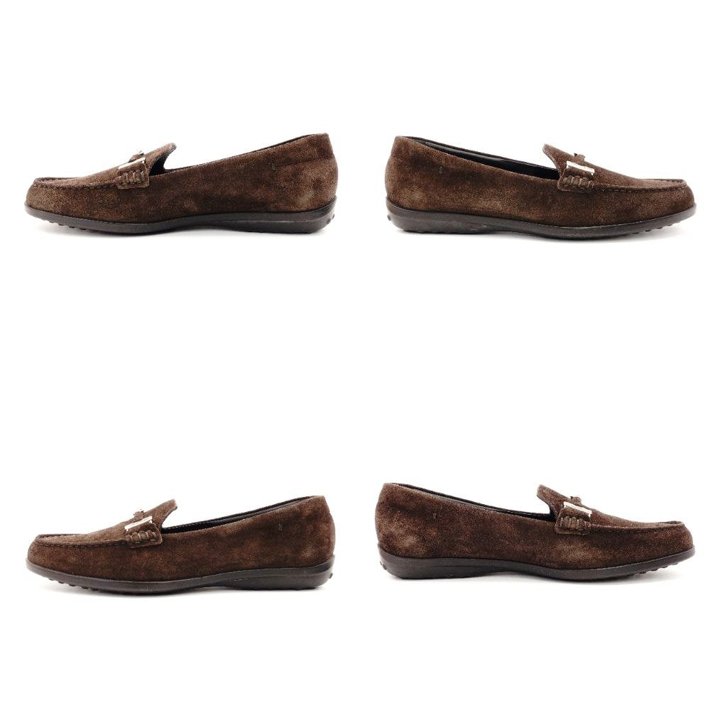 TOD'S Loafer Slip-On Size 36 Suede Brown Approximately 9.1" Flat Shoes Women's R801463