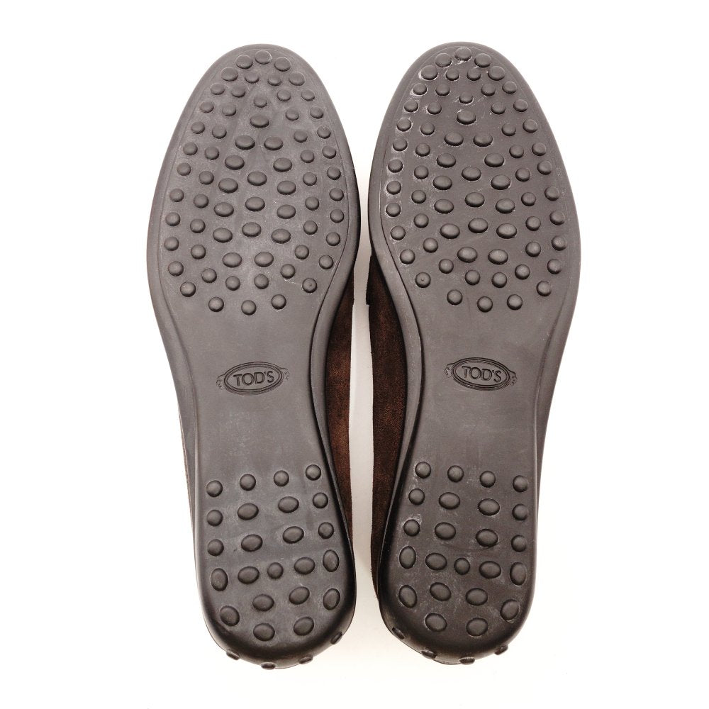 TOD'S Loafer Slip-On Size 36 Suede Brown Approximately 9.1" Flat Shoes Women's R801463