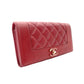 CHANEL Mademoiselle Vintage Long Wallet Matelassé Flap Long Wallet Red Leather Red Wallet R801026