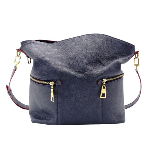LOUIS VUITTON Merry Monogram Implant Shoulder Bag Navy Leather 7-12-831