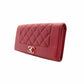 CHANEL Mademoiselle Vintage Long Wallet Matelassé Flap Long Wallet Red Leather Red Wallet R801026