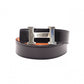 HERMES Constance Belt, Leather, Black and Orange, with “L” stamp, silver hardware
