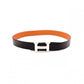 HERMES Constance Belt, Leather, Black and Orange, with “L” stamp, silver hardware