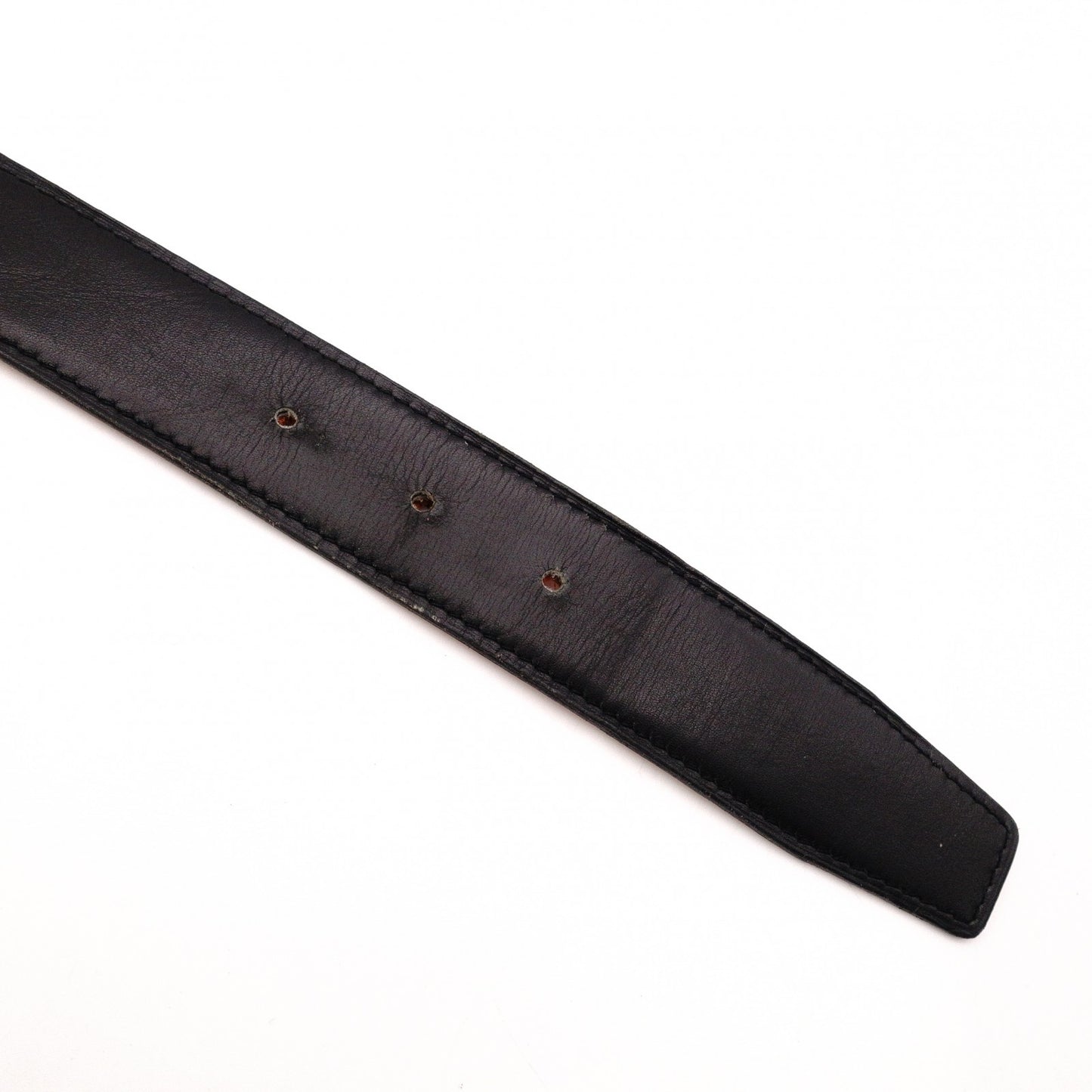 HERMES Constance Belt, Leather, Black and Orange, with “L” stamp, silver hardware
