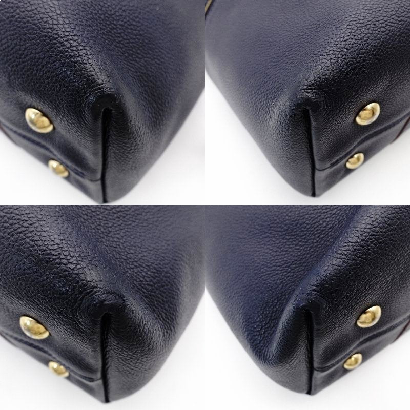 LOUIS VUITTON Merry Monogram Implant Shoulder Bag Navy Leather 7-12-831