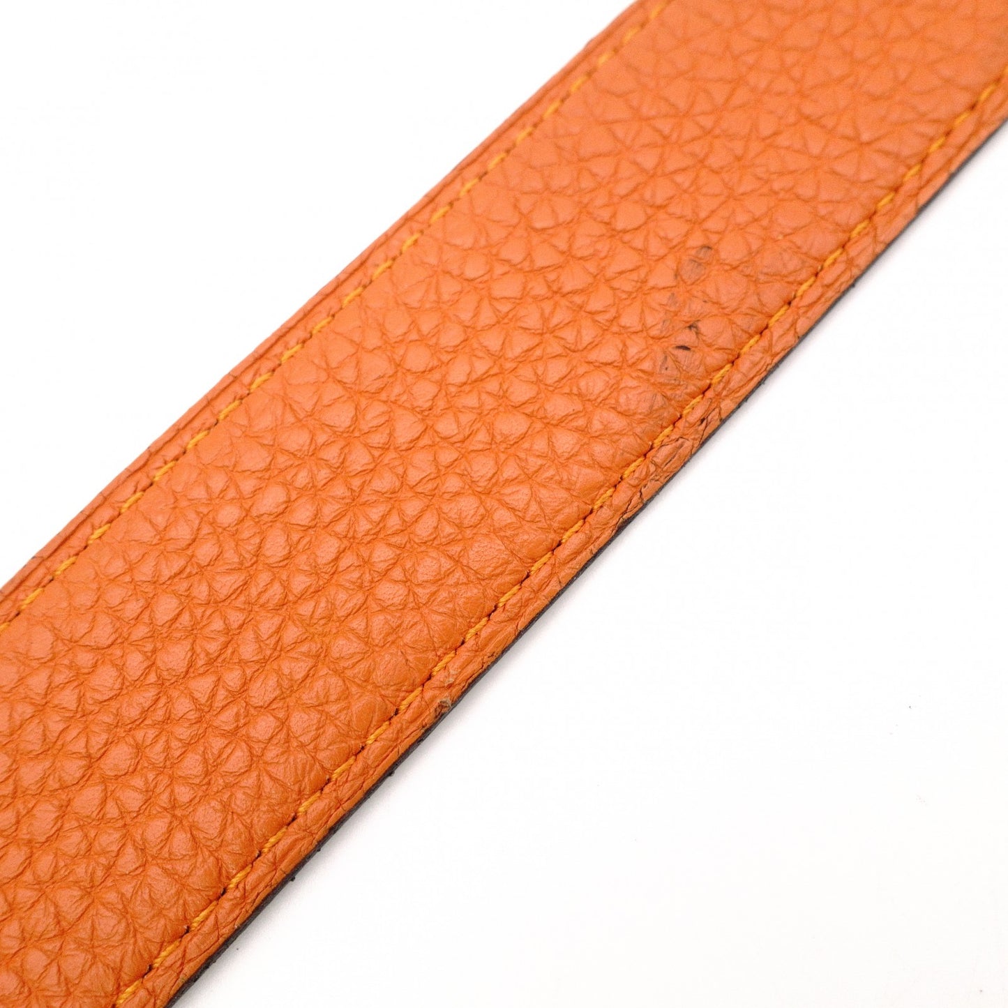 HERMES Constance Belt, Leather, Black and Orange, with “L” stamp, silver hardware