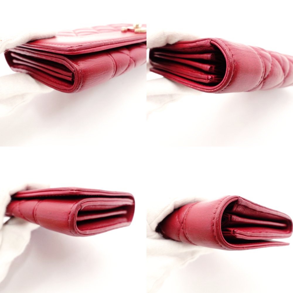 CHANEL Mademoiselle Vintage Long Wallet Matelassé Flap Long Wallet Red Leather Red Wallet R801026