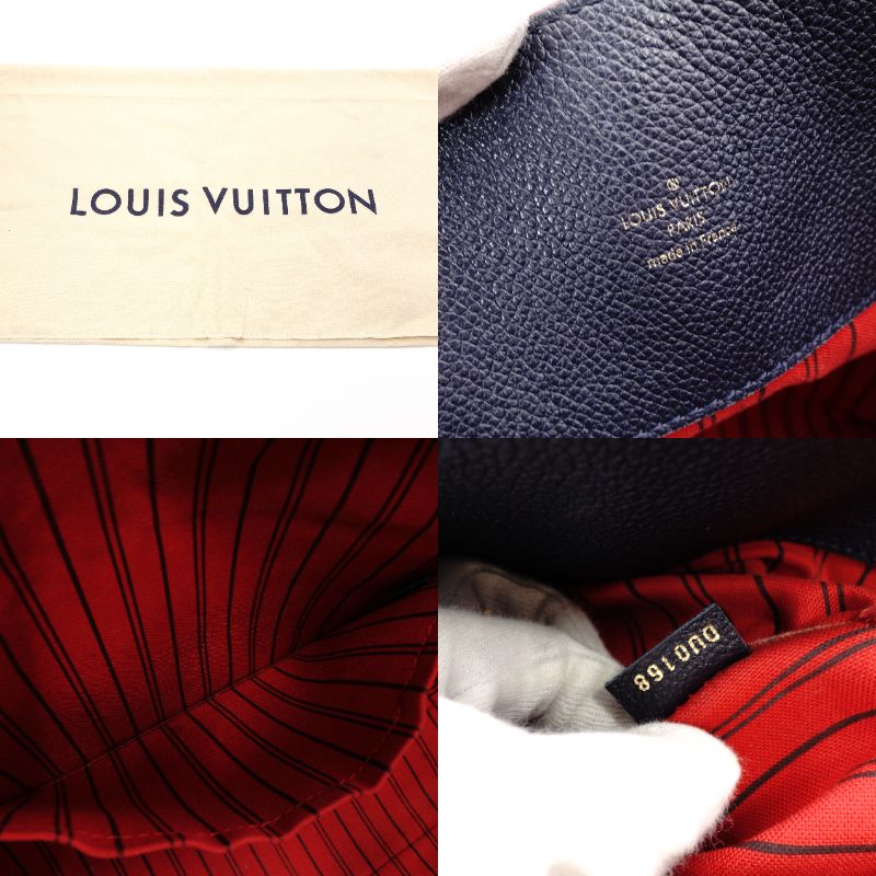 LOUIS VUITTON Merry Monogram Implant Shoulder Bag Navy Leather 7-12-831