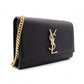 YVES SAINT LAURENT Medium Grained Poodle Kate Shoulder Bag, Leather, Black