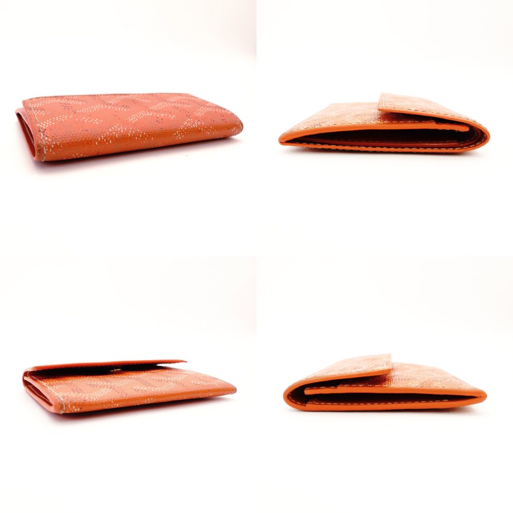 GOYARD Marinié Bifold Wallet Orange Leather Coin Case Mini Wallet Logo 7-8-304
