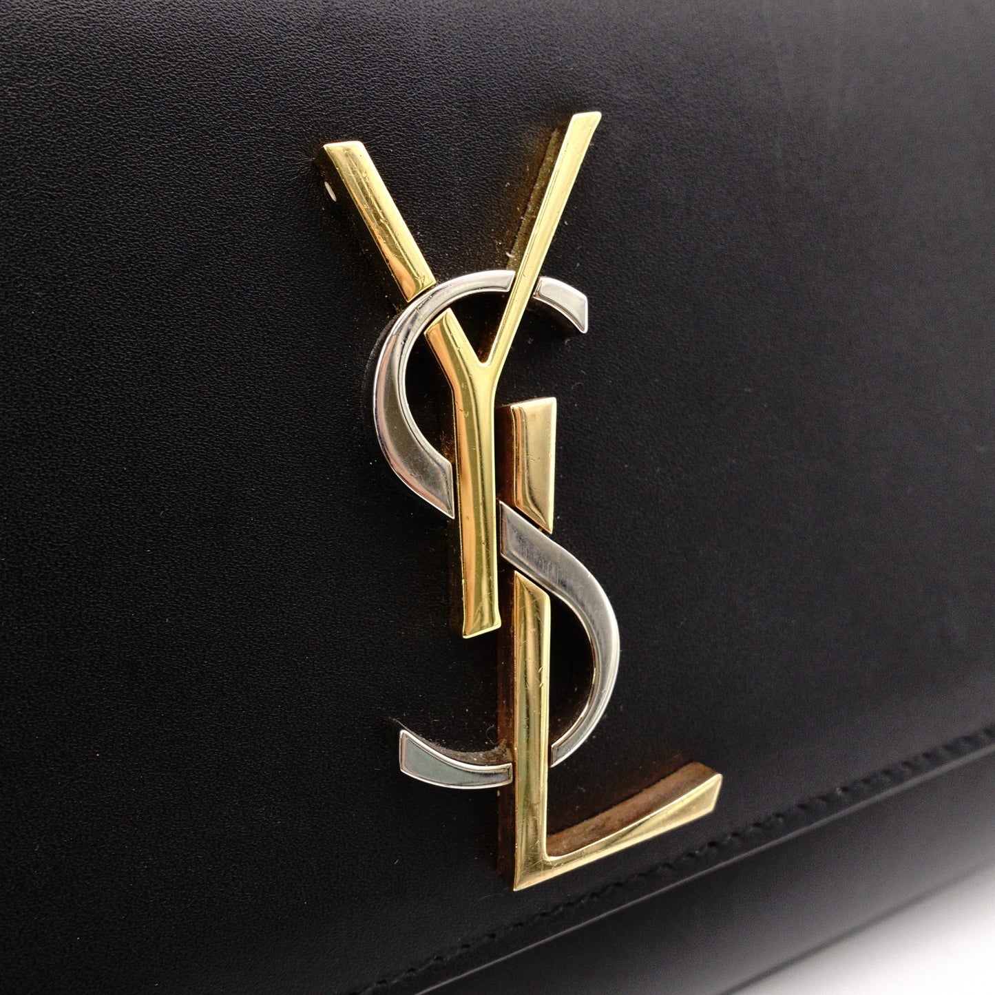 YVES SAINT LAURENT Medium Grained Poodle Kate Shoulder Bag, Leather, Black