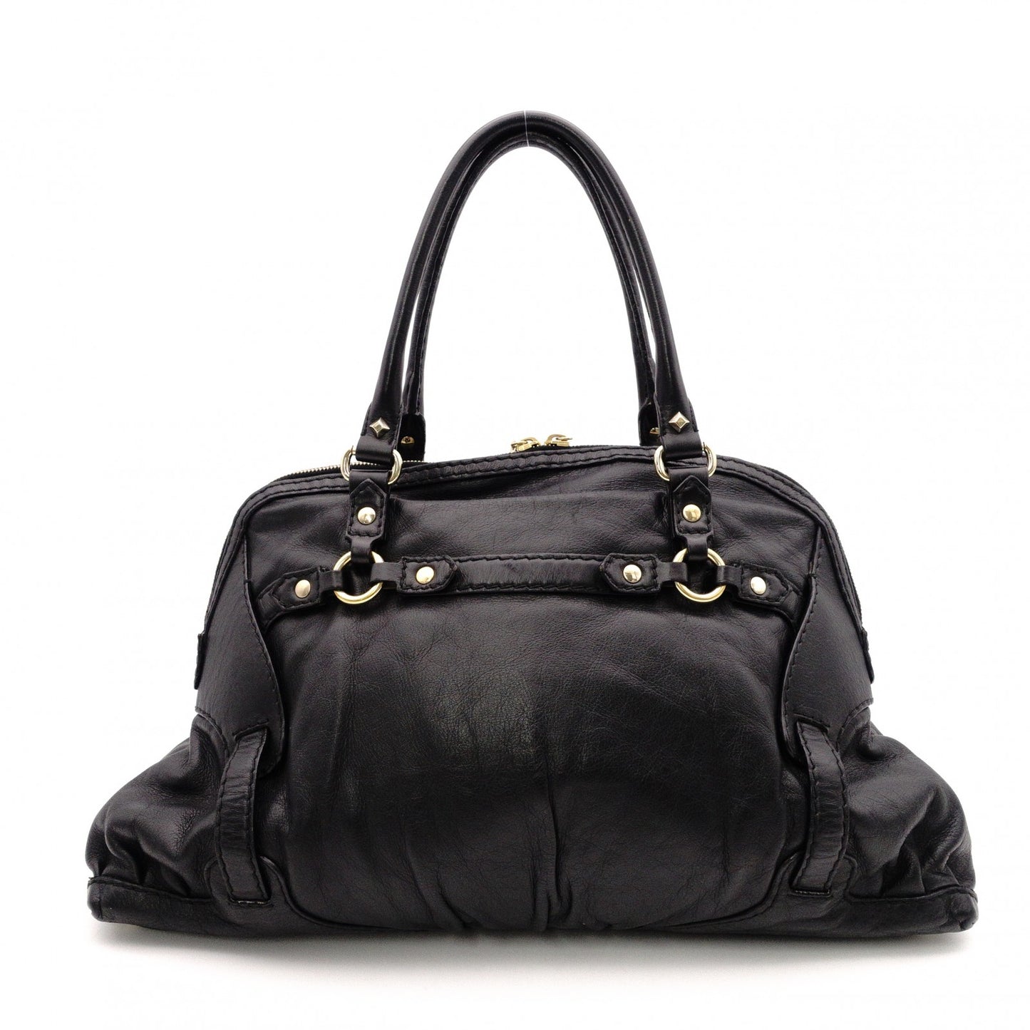 GUCCI Horsebit Shoulder Bag, Leather, Black, Gold Hardware, Tote Bag