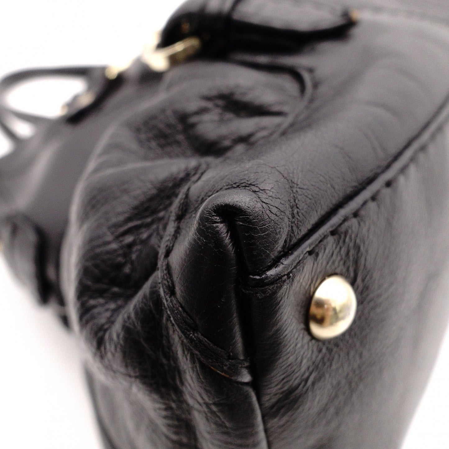 GUCCI Horsebit Shoulder Bag, Leather, Black, Gold Hardware, Tote Bag