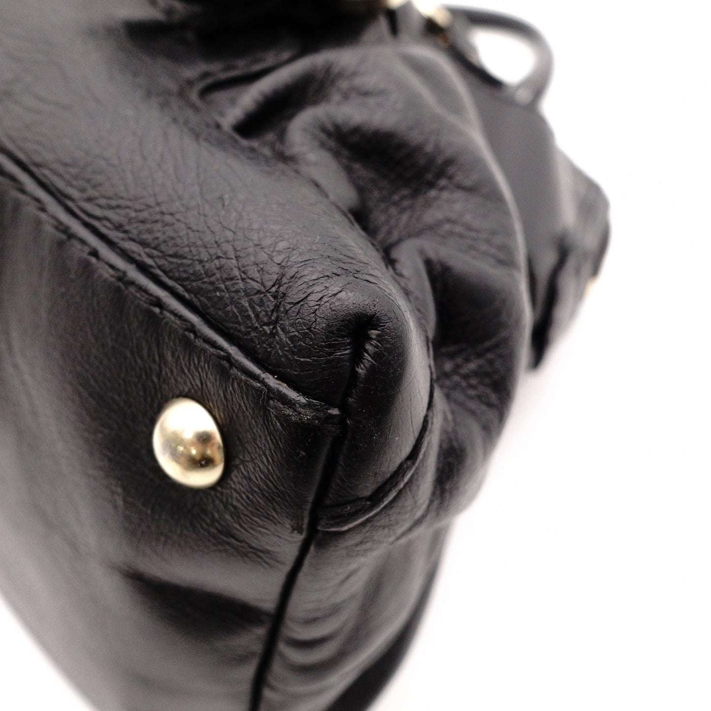 GUCCI Horsebit Shoulder Bag, Leather, Black, Gold Hardware, Tote Bag