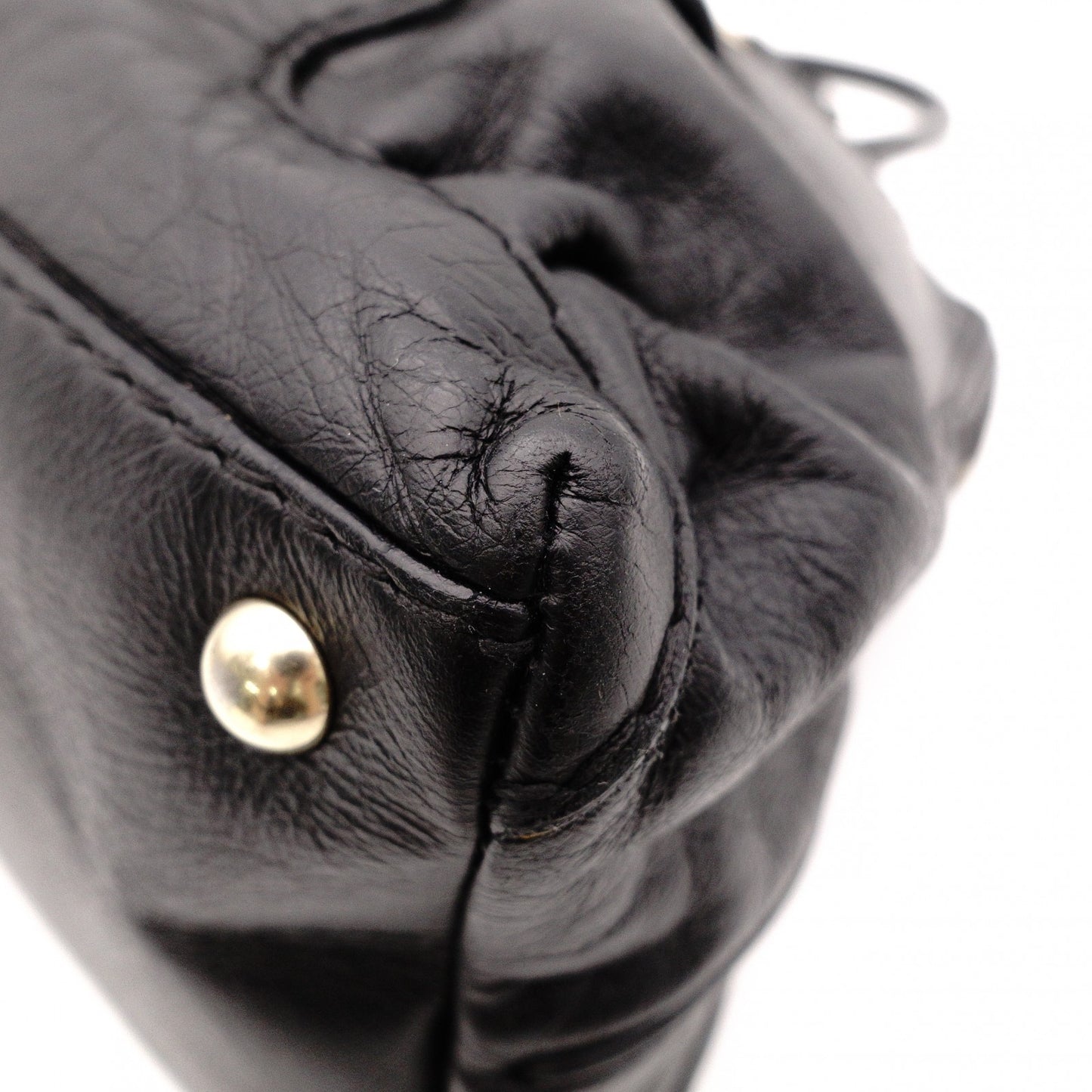 GUCCI Horsebit Shoulder Bag, Leather, Black, Gold Hardware, Tote Bag
