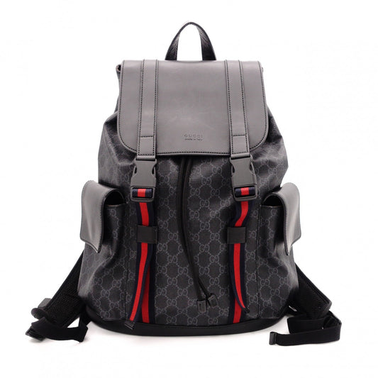 GUCCI GG Supreme Backpack, PVC, Grey, Men’s Backpack 495563