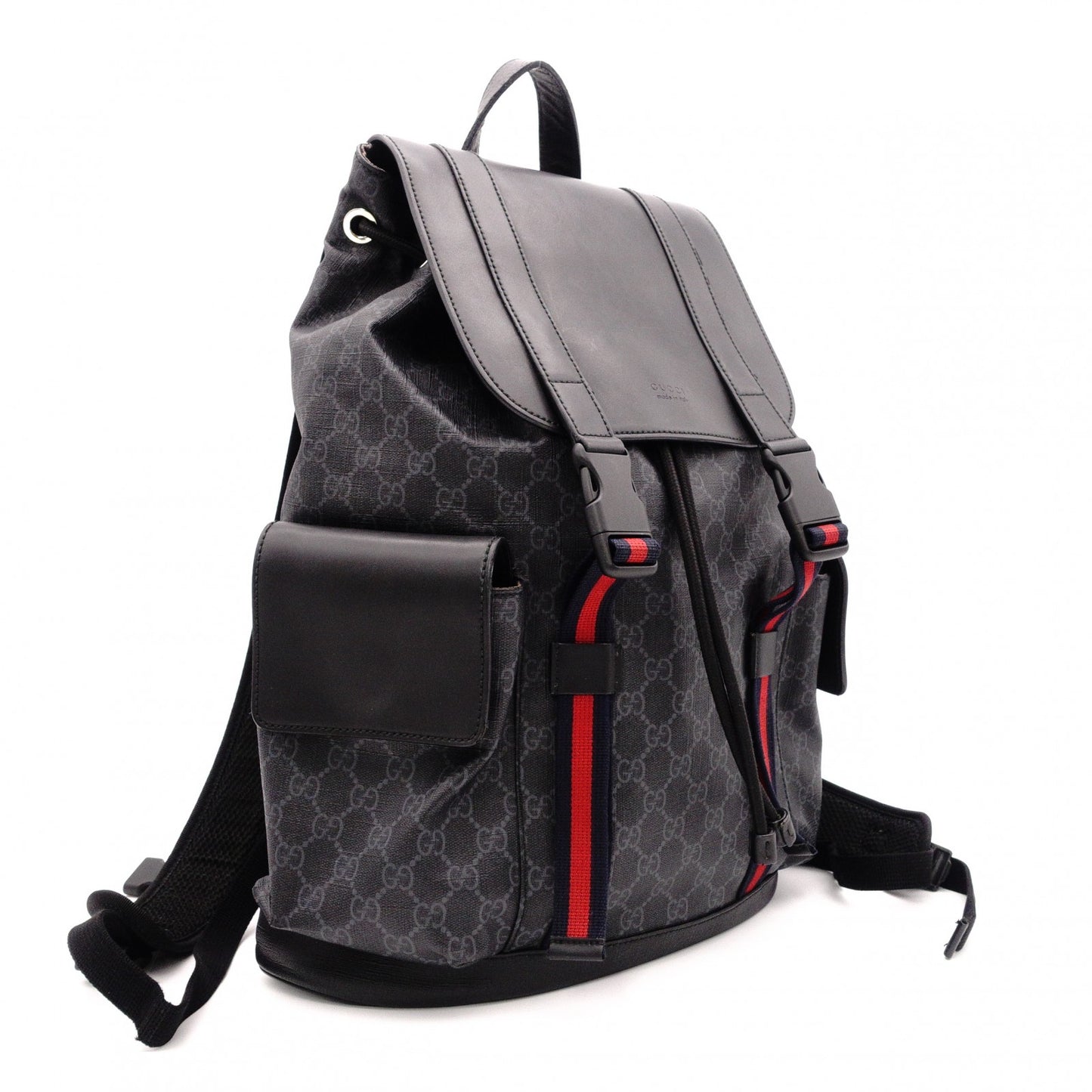 GUCCI GG Supreme Backpack, PVC, Grey, Men’s Backpack 495563