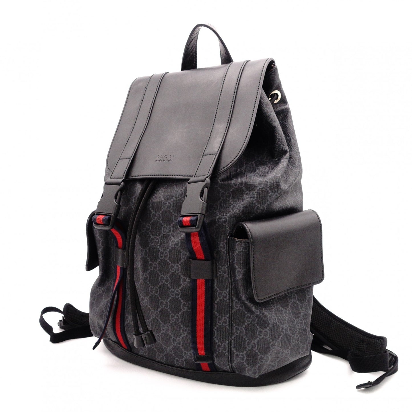 GUCCI GG Supreme Backpack, PVC, Grey, Men’s Backpack 495563