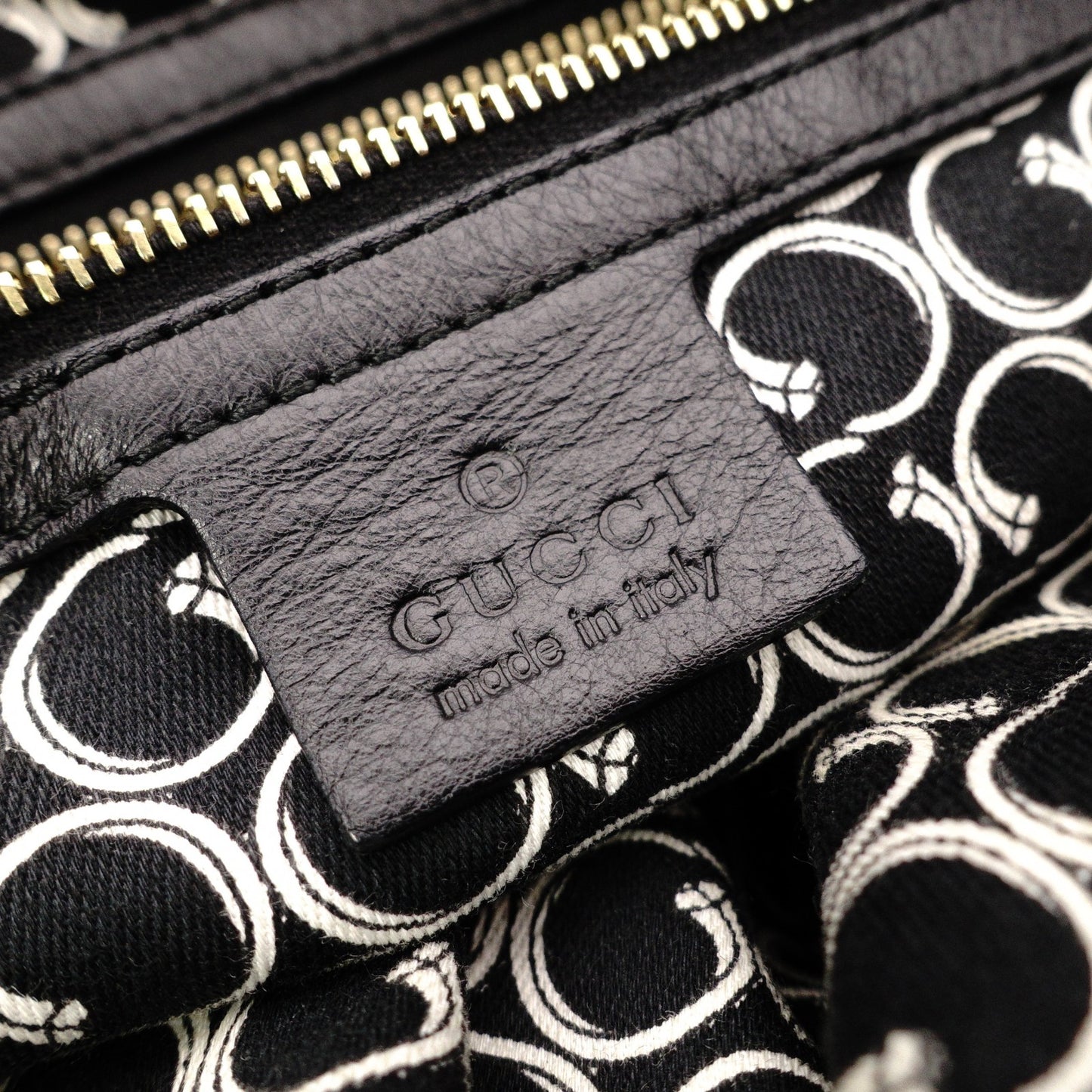 GUCCI Horsebit Shoulder Bag, Leather, Black, Gold Hardware, Tote Bag