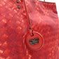 Bottega Veneta Intrecciolusion Tote Bag Red Shoulder Nylon × Leather 7-11-192