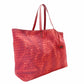 Bottega Veneta Intrecciolusion Tote Bag Red Shoulder Nylon × Leather 7-11-192